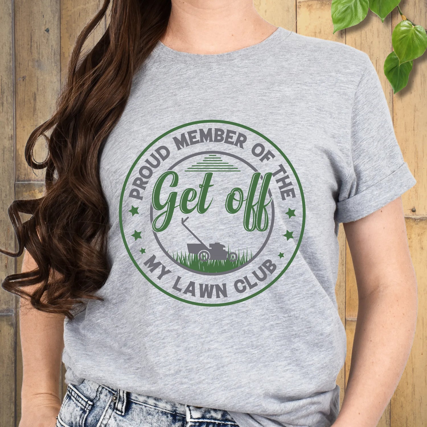 Sport Grey t-shirt featuring the design Proud Member of the My Lawn Club with casual lawn care style.