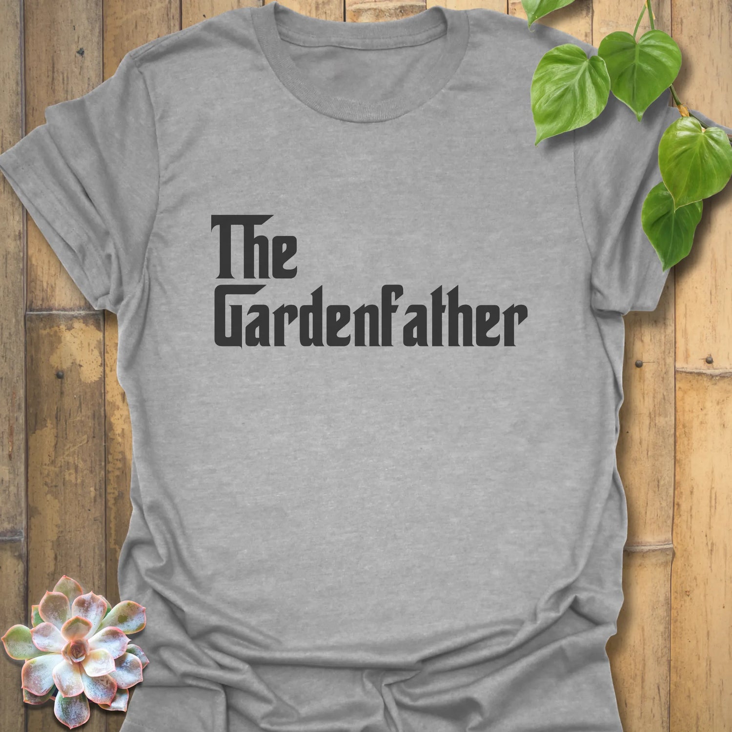 Sport grey t-shirt featuring the design The Gardenfather, garden graphic tee
