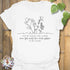 White t-shirt featuring the design Asking For A Rose printed in black letters and flowers, floral humour shirt.