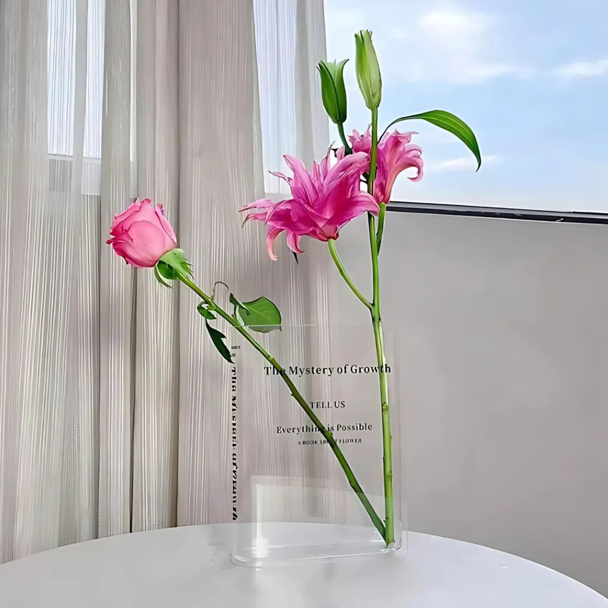 Acrylic Book Flower Vase - Modern Decorative Home Decor Flower Vase