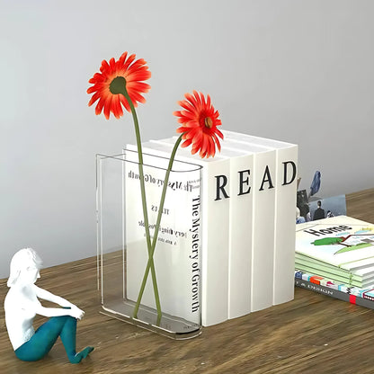 Acrylic Book Flower Vase - Modern Decorative Home Decor Flower Vase