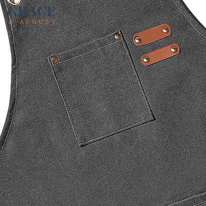 Adjustable Cross-Back Canvas Apron | Durable with Large Pockets – Ideal for BBQ, Workshop, and Crafting Apron