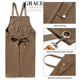 Adjustable Cross-Back Canvas Apron | Durable with Large Pockets – Ideal for BBQ, Workshop, and Crafting Apron