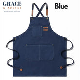 Adjustable Cross-Back Canvas Apron | Durable with Large Pockets – Ideal for BBQ, Workshop, and Crafting blue / OneSize Apron