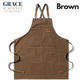 Adjustable Cross-Back Canvas Apron | Durable with Large Pockets – Ideal for BBQ, Workshop, and Crafting brown / OneSize Apron