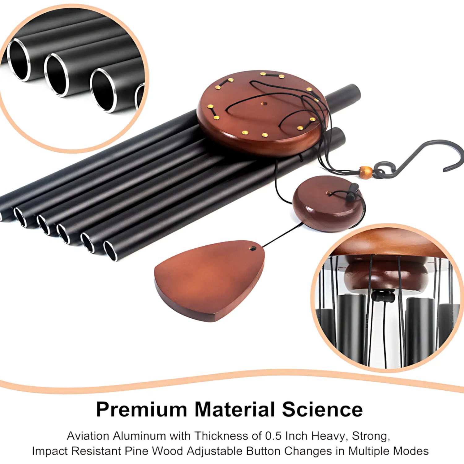 Aluminum Wind Chimes – 6-Tube, Soothing Outdoor Decor 64.7x8.1cm Wind Chime