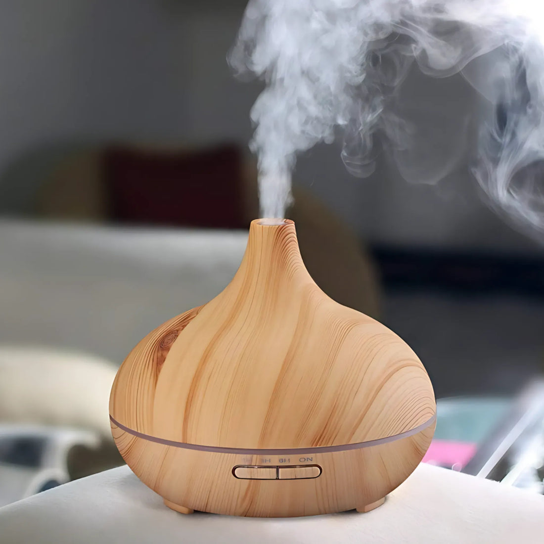 Aromatherapy Oil Diffuser with Remote Control Light Wood 500ml Oil Diffuser