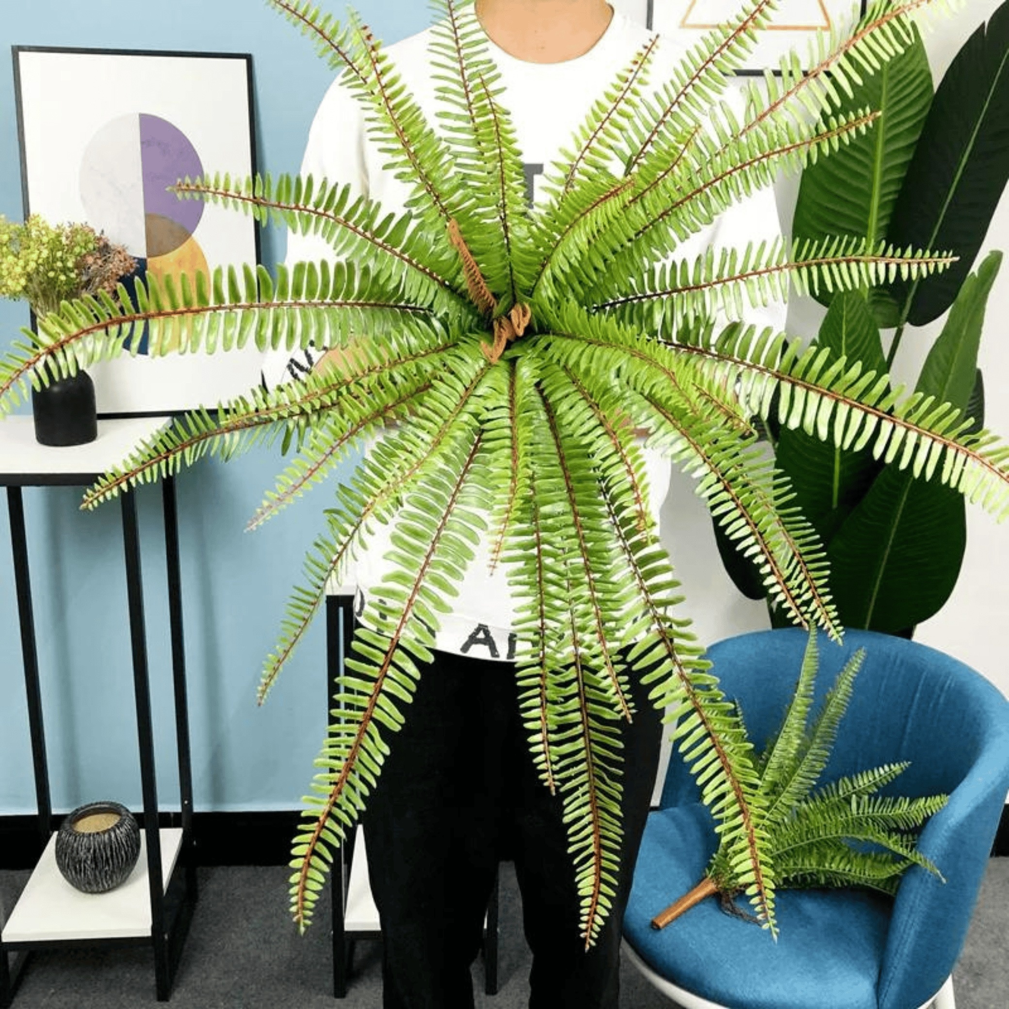 Artifical Lush Tropical Boston Fern- Large, L 65cm 30Leaves Artificial Plants