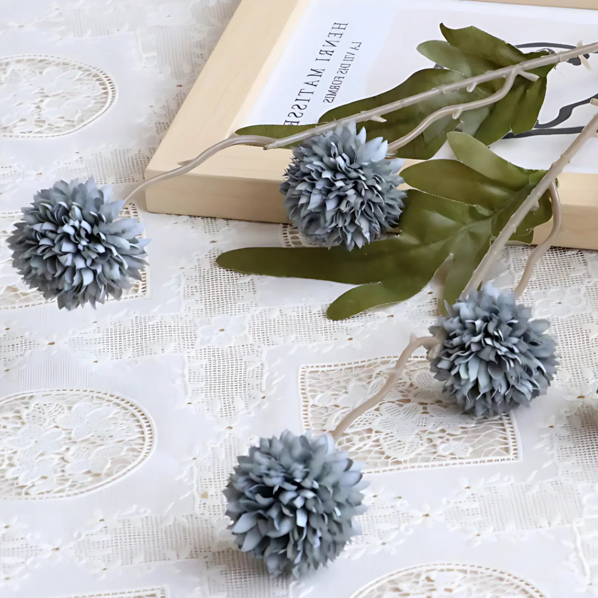 Artificial Dandelion Bouquet - 5 Heads for Wedding &amp; Decor blue Artificial Plants