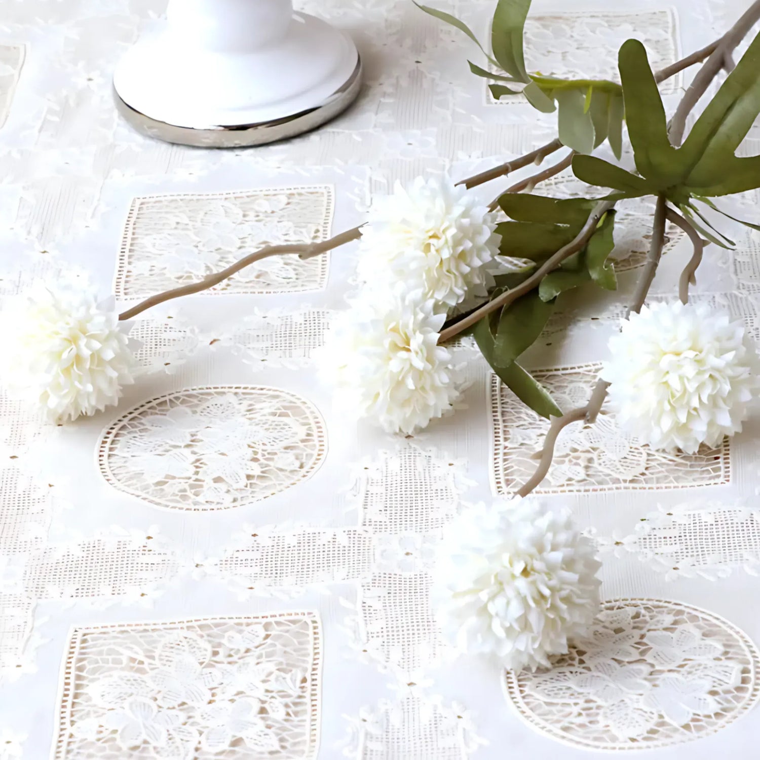 Artificial Dandelion Bouquet - 5 Heads for Wedding &amp; Decor white Artificial Plants