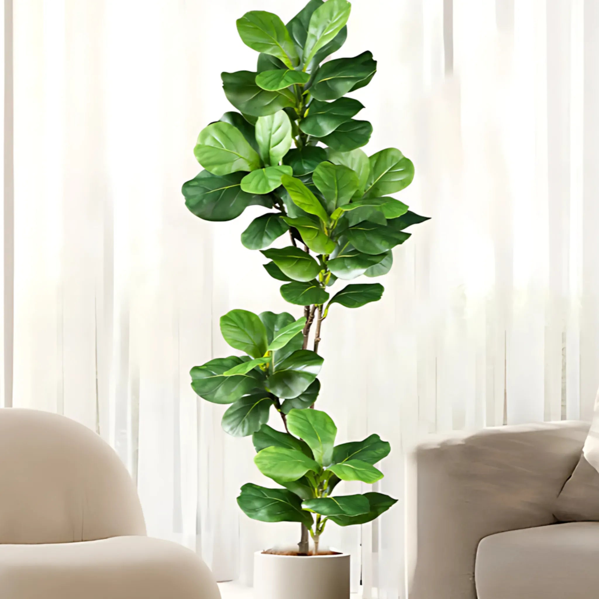 Artificial Ficus Tree - Large Fake Rubber Plant for Indoor/Outdoor Decor Artificial Plants