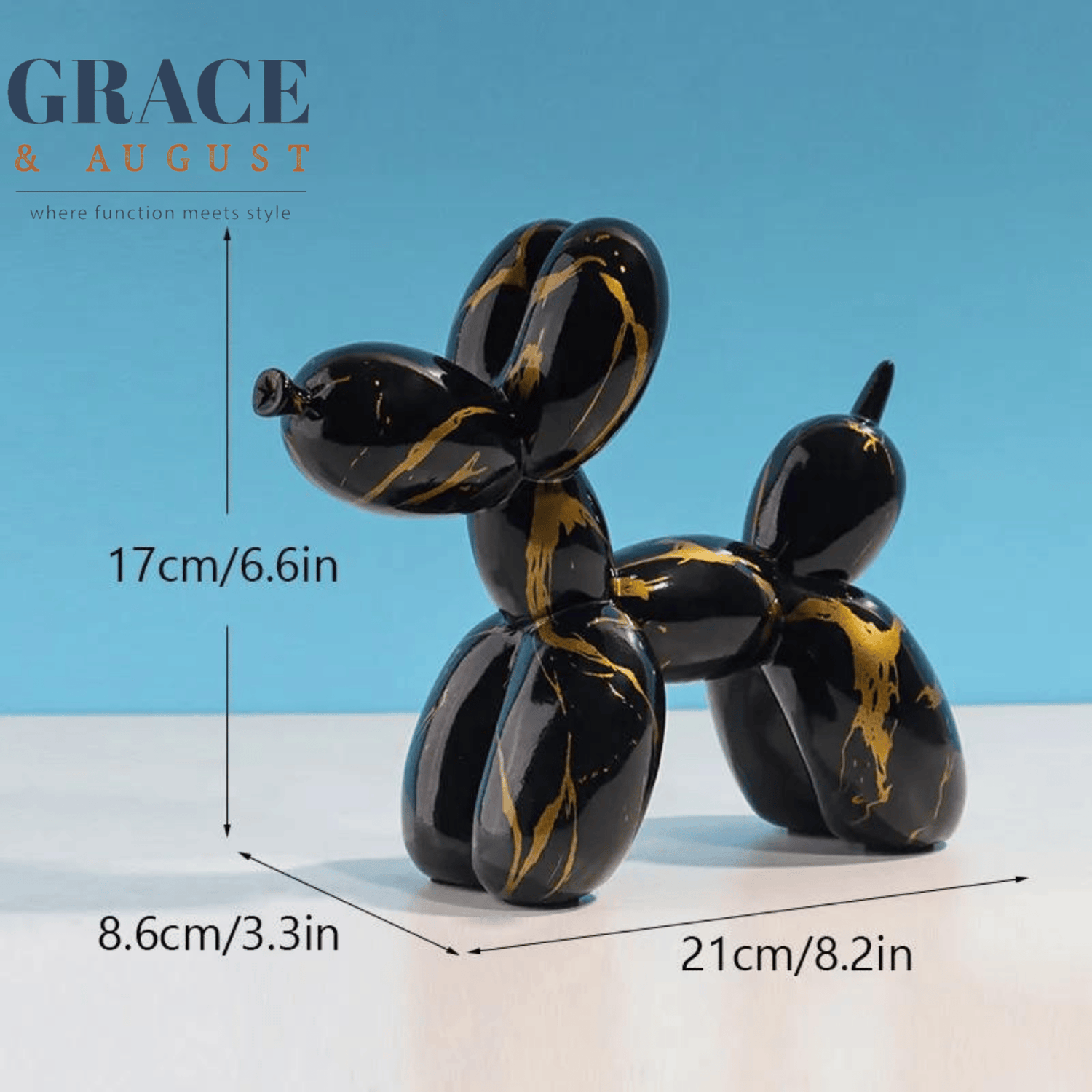 Artistic Ceramics Graffiti Balloon Dog Sculpture FM7034-BKGD Home decor