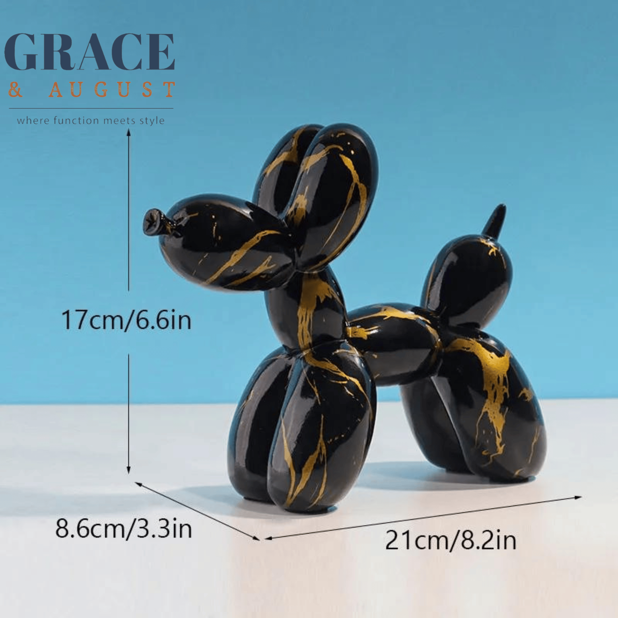 Artistic Ceramics Graffiti Balloon Dog Sculpture FM7034-BKGD Home decor