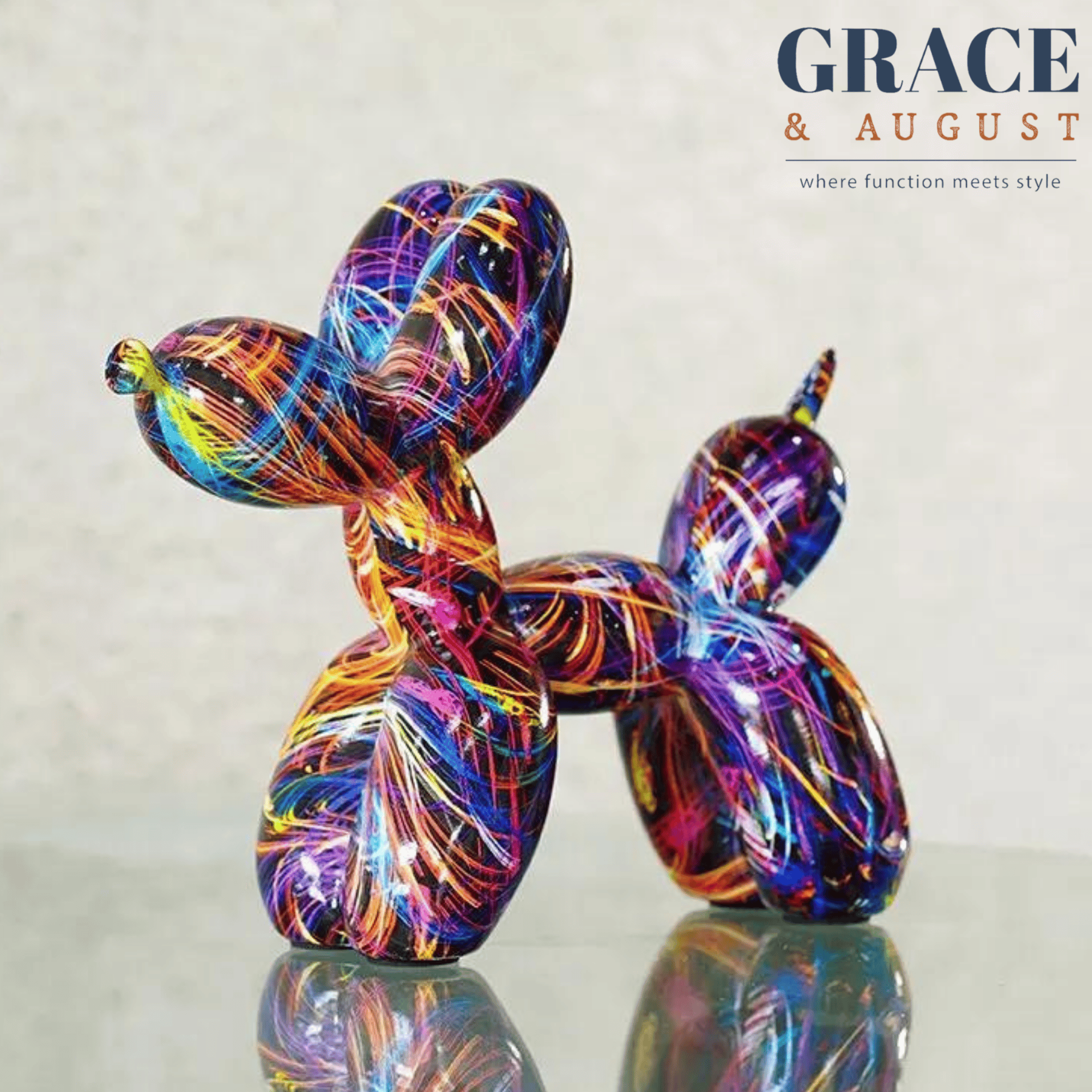 Artistic Ceramics Graffiti Balloon Dog Sculpture Home decor