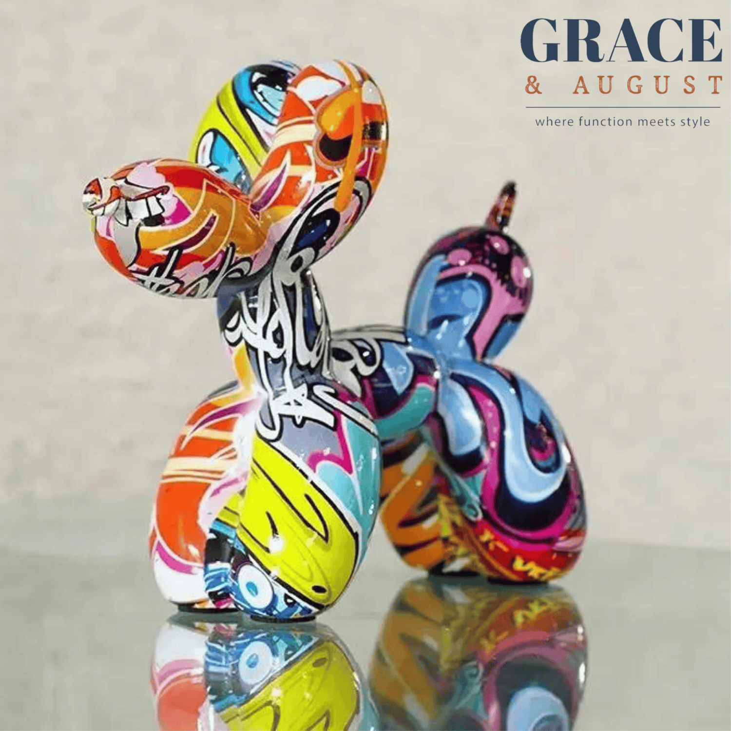 Artistic Ceramics Graffiti Balloon Dog Sculpture Home decor