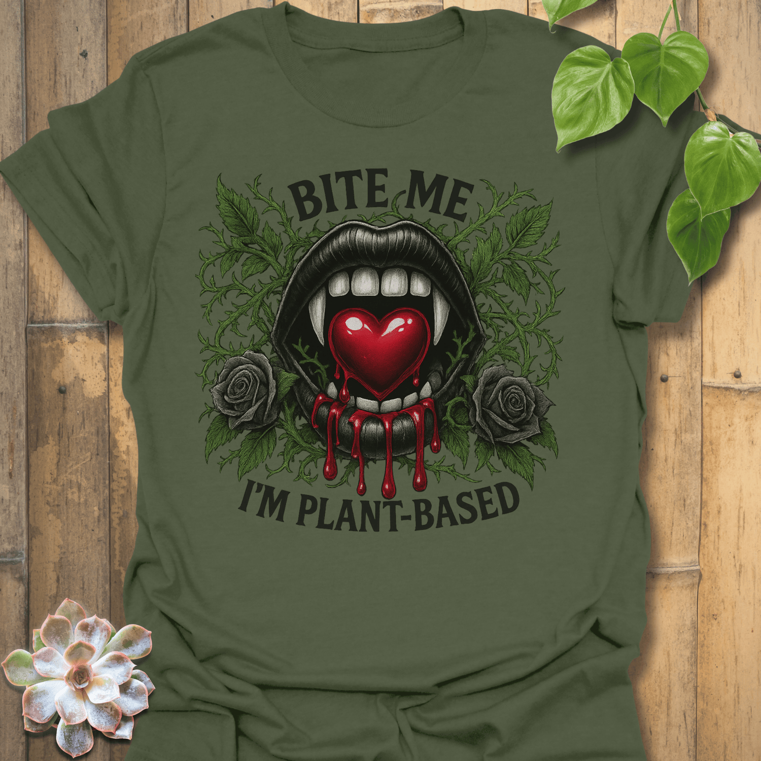 Bite Me T-shirt Military Green / S T-Shirt