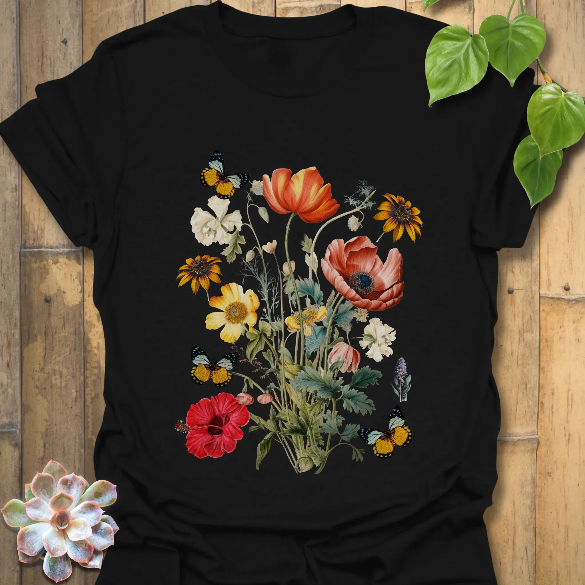 Butterfly Blooms T-shirt Black / S T-Shirt
