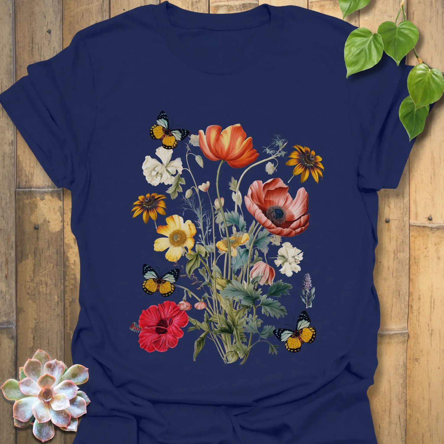 Butterfly Blooms T-shirt Navy / S T-Shirt