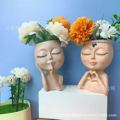 Home storage, courtyard, garden, half-length succulent green plant flowerpots, resin craft decorative ornaments