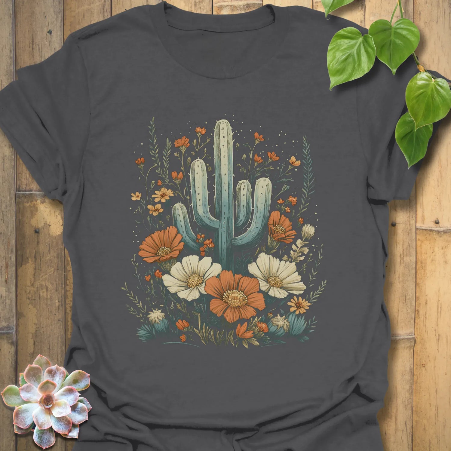 Cactus Blossom T-Shirt Charcoal / S T-Shirt