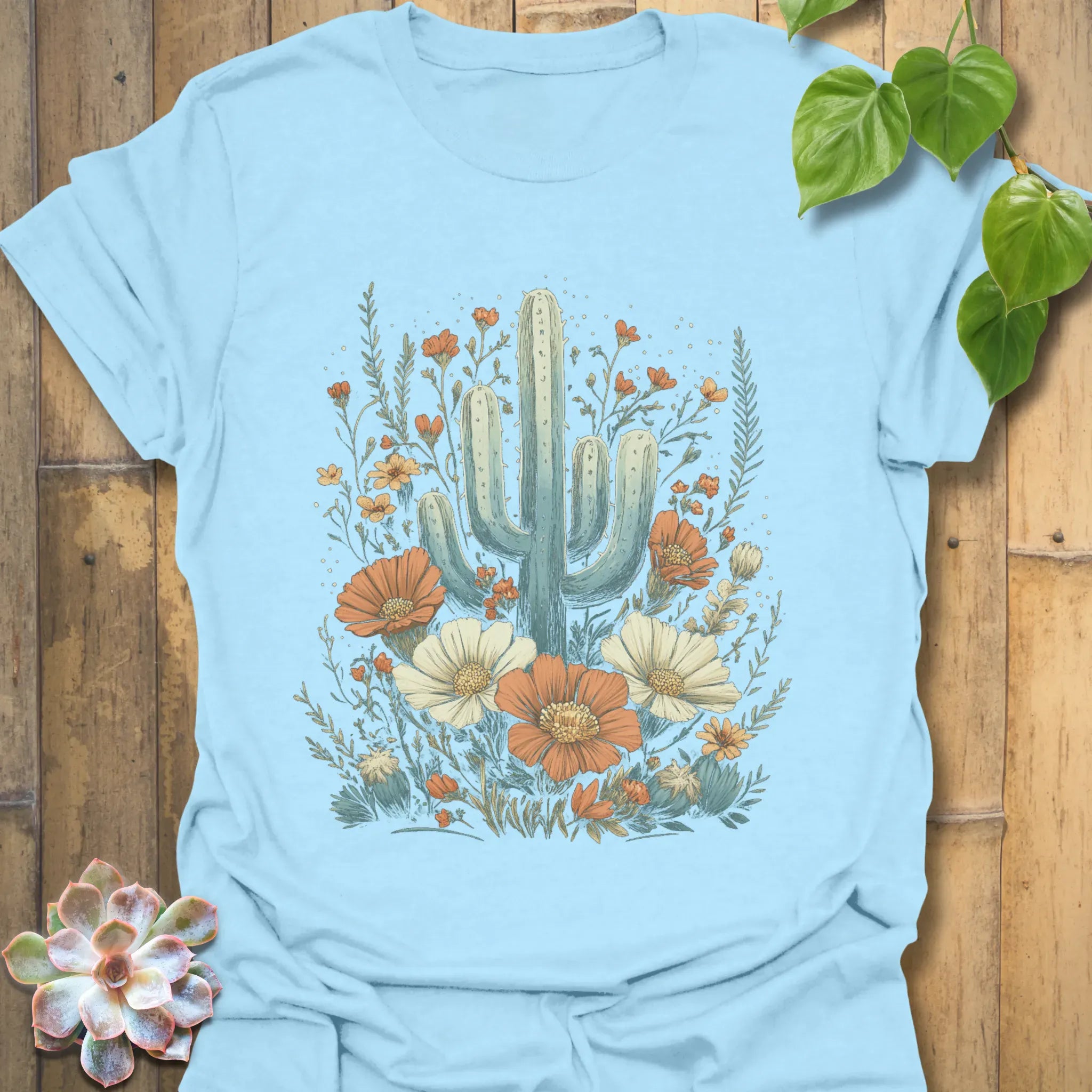 Cactus Blossom T-Shirt Light Blue / S T-Shirt