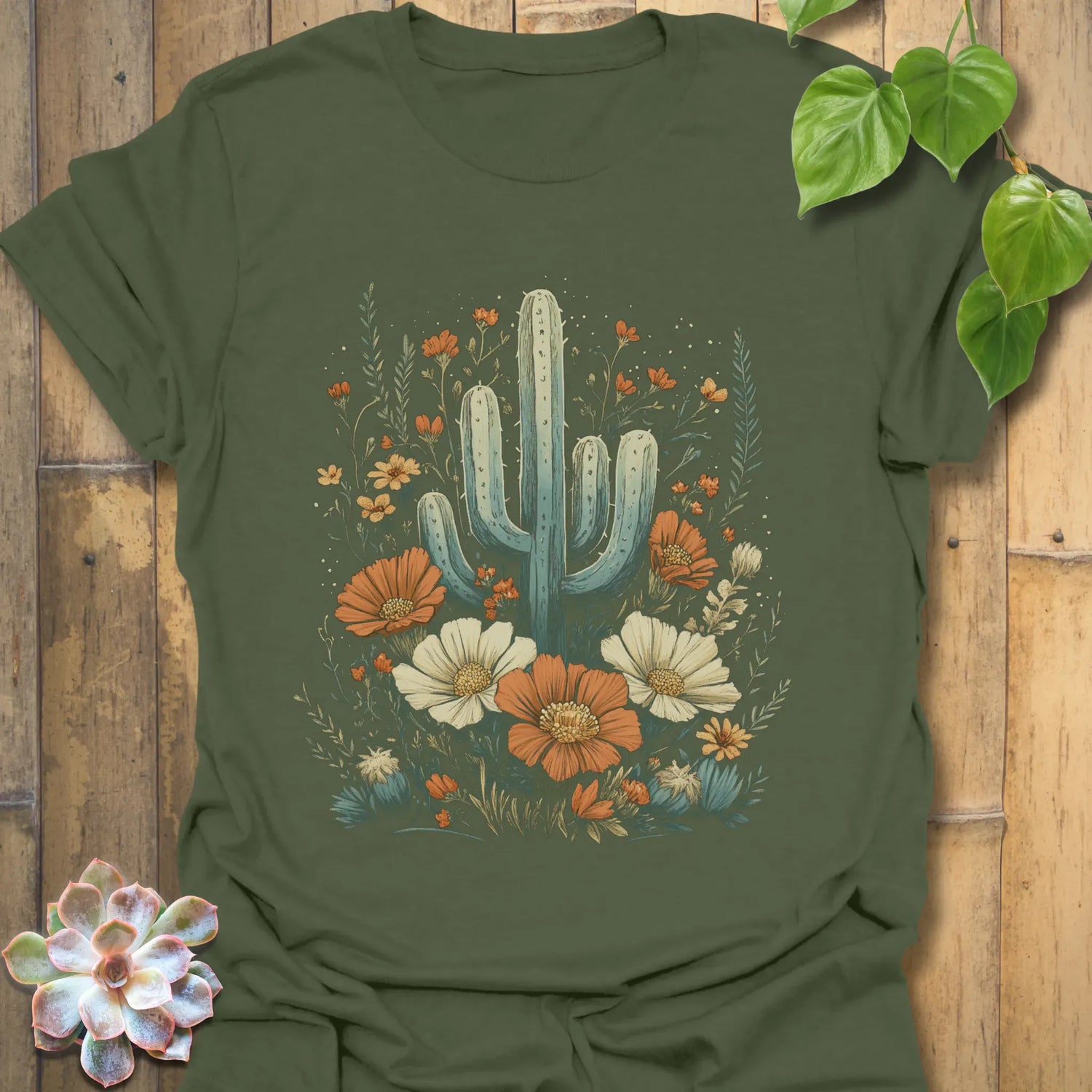 Cactus Blossom T-Shirt Military Green / S T-Shirt