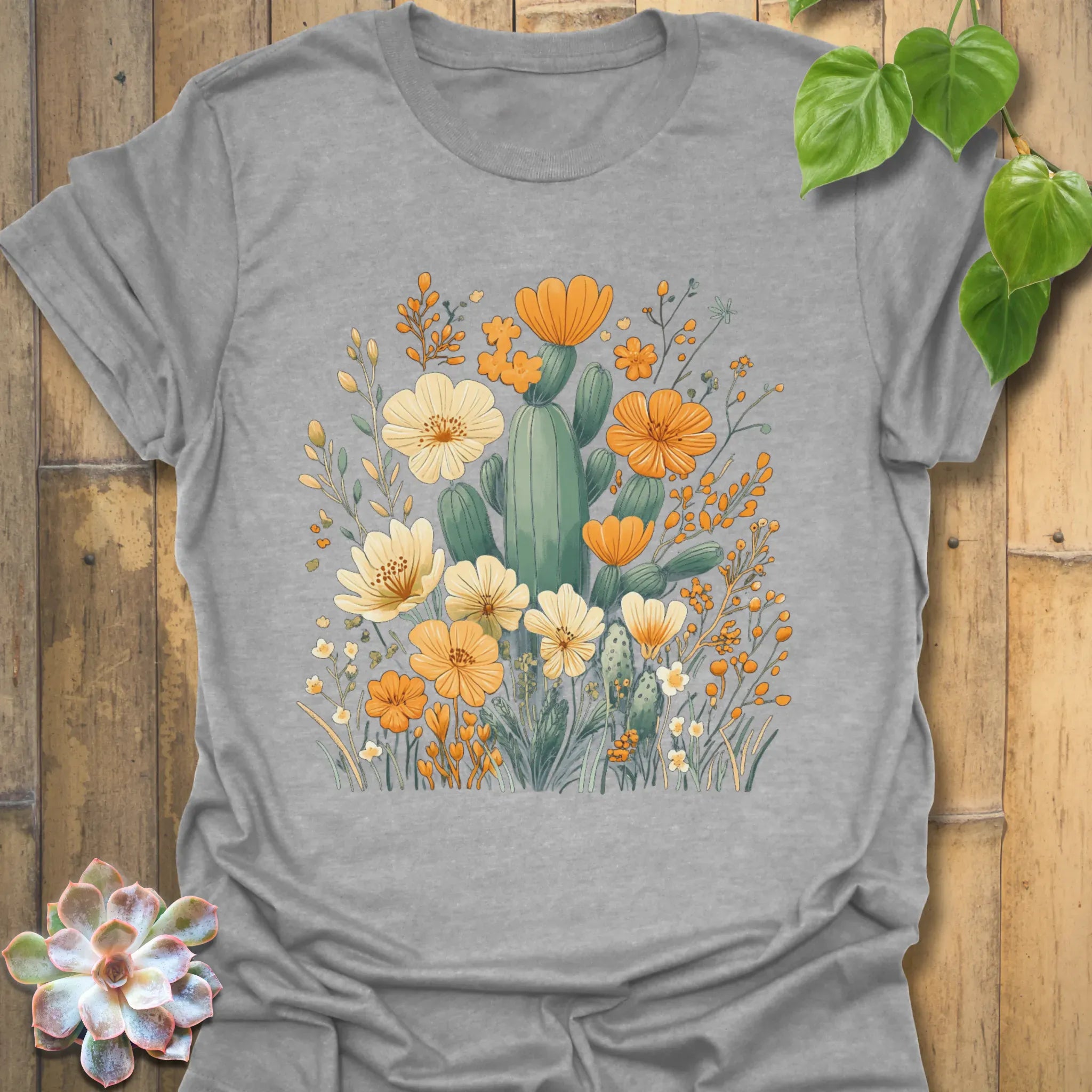 Cactus &amp; Petals T-Shirt Sport Grey / S T-Shirt