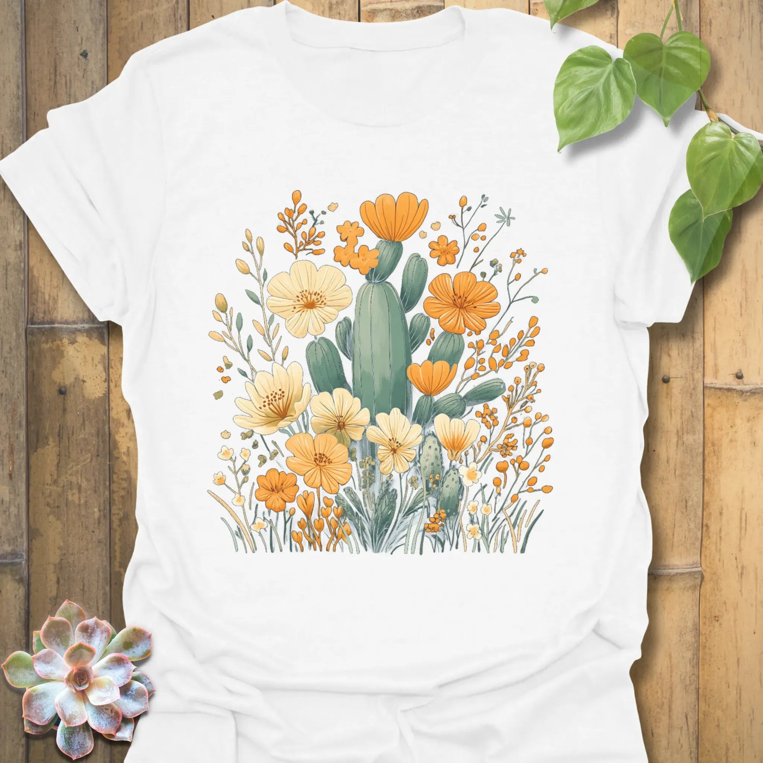 Cactus &amp; Petals T-Shirt White / S T-Shirt