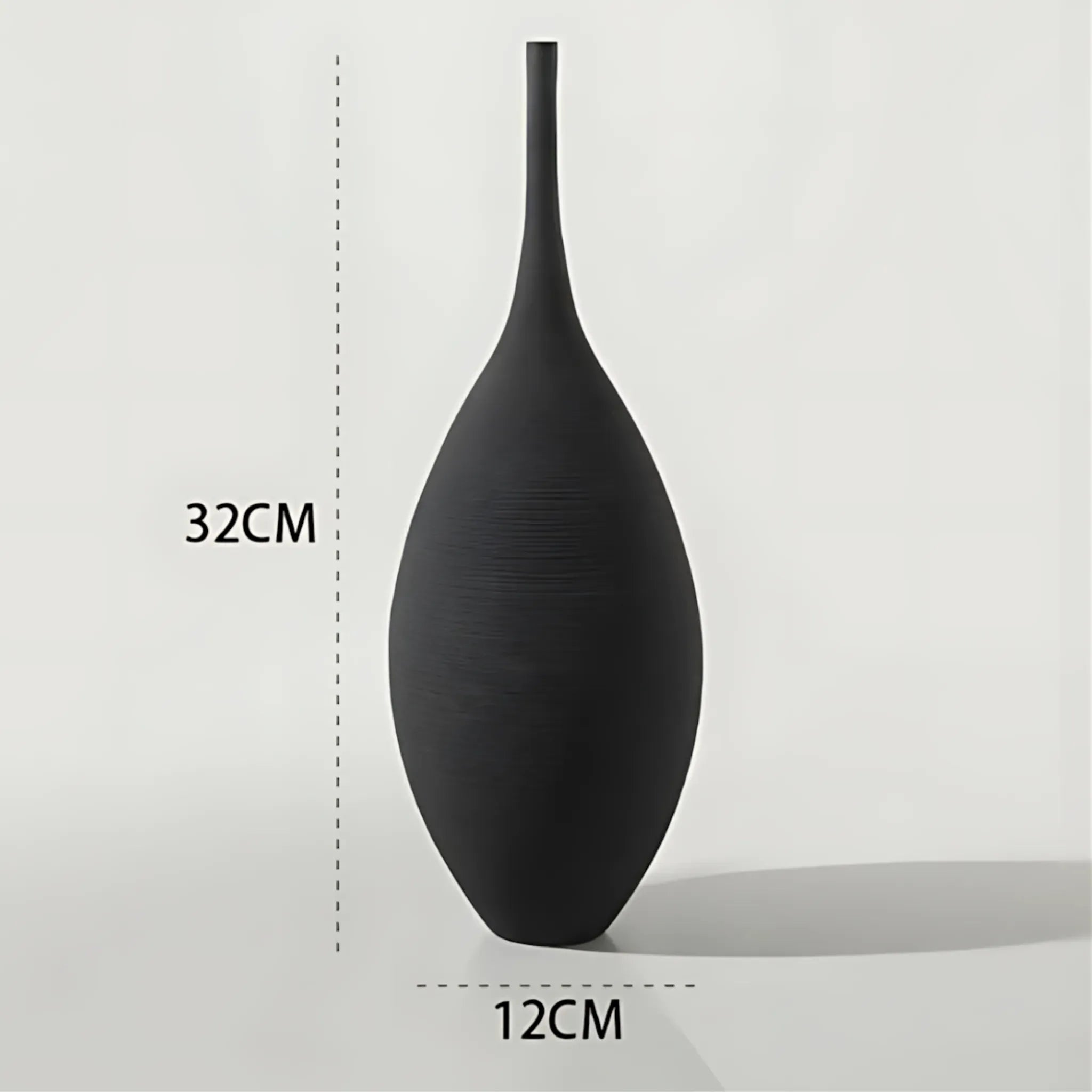 Ceramic Vase Handmade Black 32cm Flower Vase
