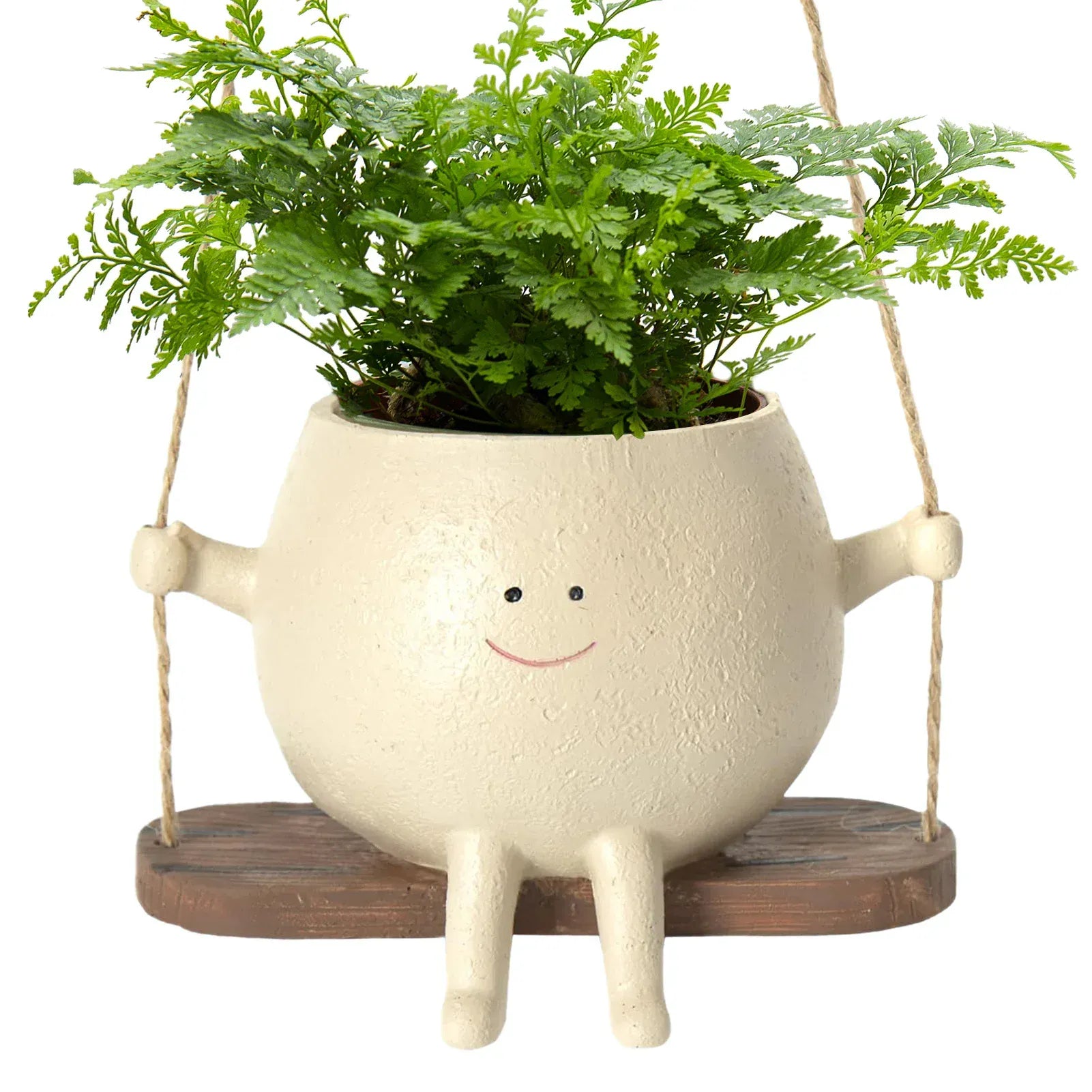Charming Resin Face Planter with Swing