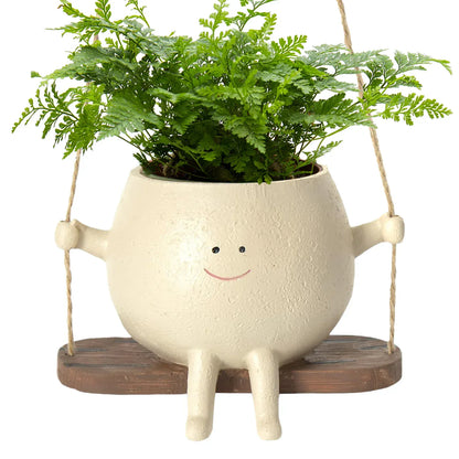 Charming Resin Face Planter with Swing