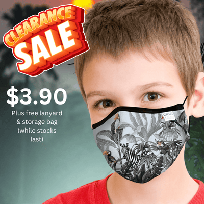 Child Face Mask Reusable with Filter Pocket | Cloth mask with two 2.5 Filters- The Jungle Face masks
