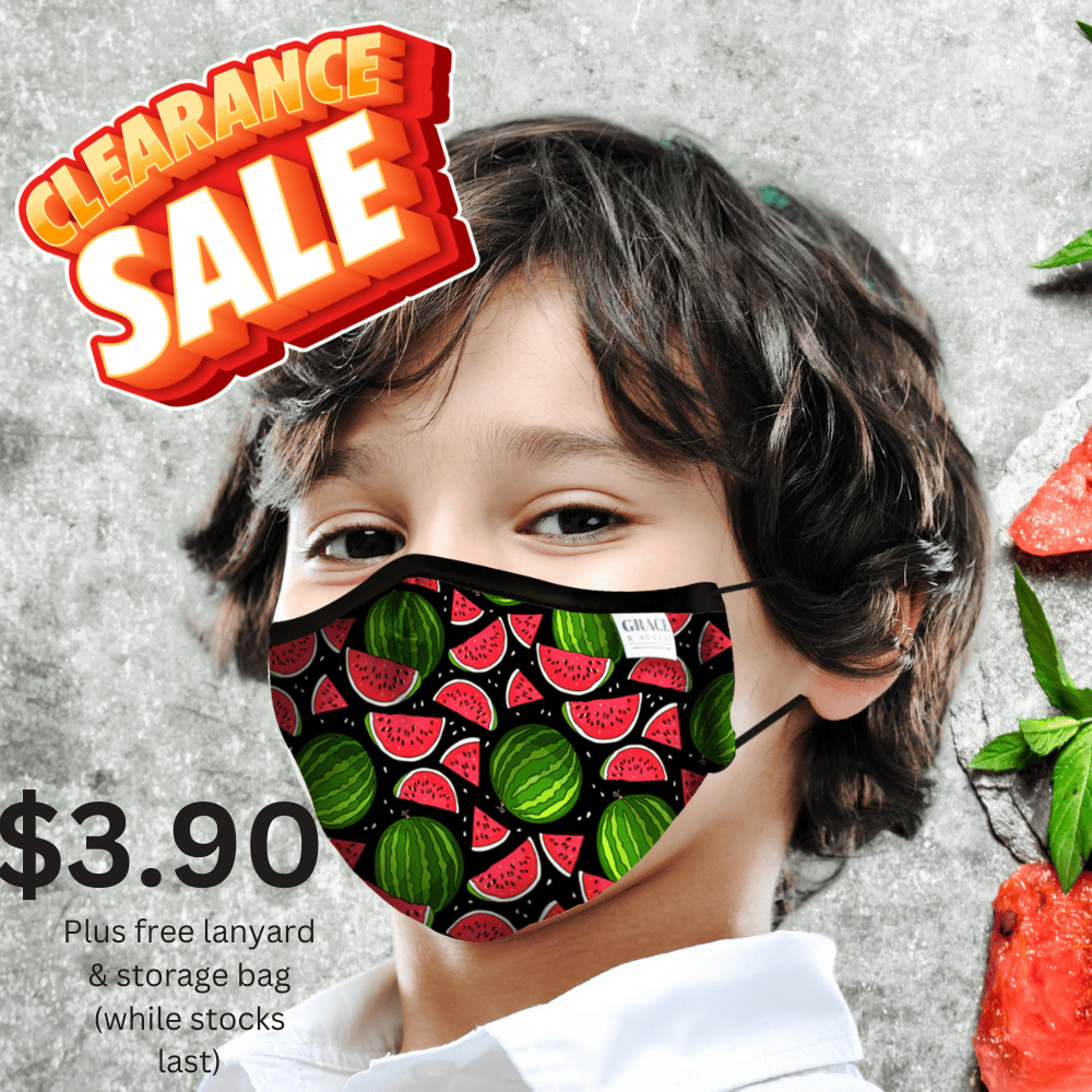 Child Face Mask Reusable with Filter Pocket | Cloth mask with two 2.5 Filters- Watermelon Face masks
