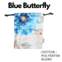 Cotton blend Drawstring Storage Bag - Perfect for Everyday Use- Blue Butterfly Face masks