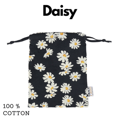 Cotton Drawstring Storage Bag - Perfect for Everyday Use- Daisy Face masks
