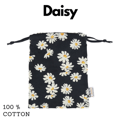Cotton Drawstring Storage Bag - Perfect for Everyday Use- Daisy Face masks