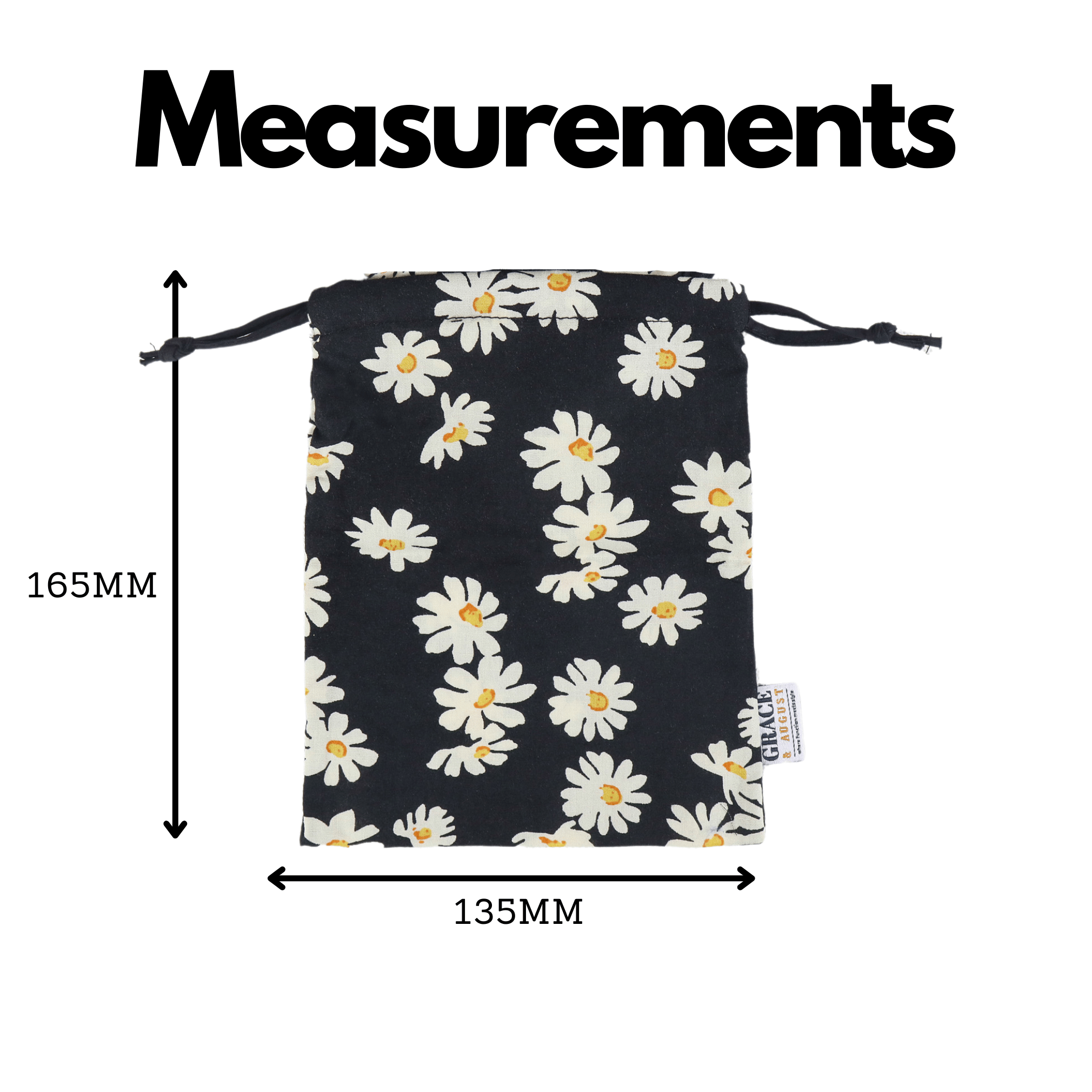 Cotton Drawstring Storage Bag - Perfect for Everyday Use- Daisy Face masks