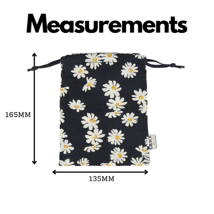 Cotton Drawstring Storage Bag - Perfect for Everyday Use- Daisy Face masks