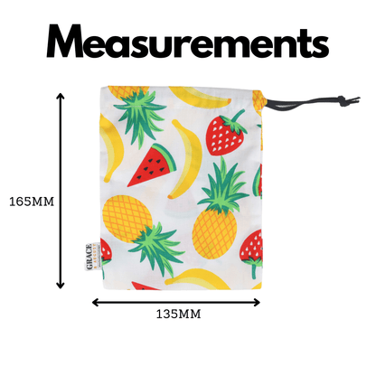 Cotton Drawstring Storage Bag - Tropical Fruits - Perfect for Everyday Use Face masks