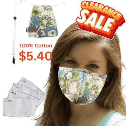 Cotton Face Mask Set - 3 Layer 100%  Reusable Face Mask  - Cottage Garden Face masks