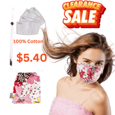 Cotton Face Mask Set - 3 Layer 100%  Reusable Face Mask  - Pink Exotic Flower Face masks