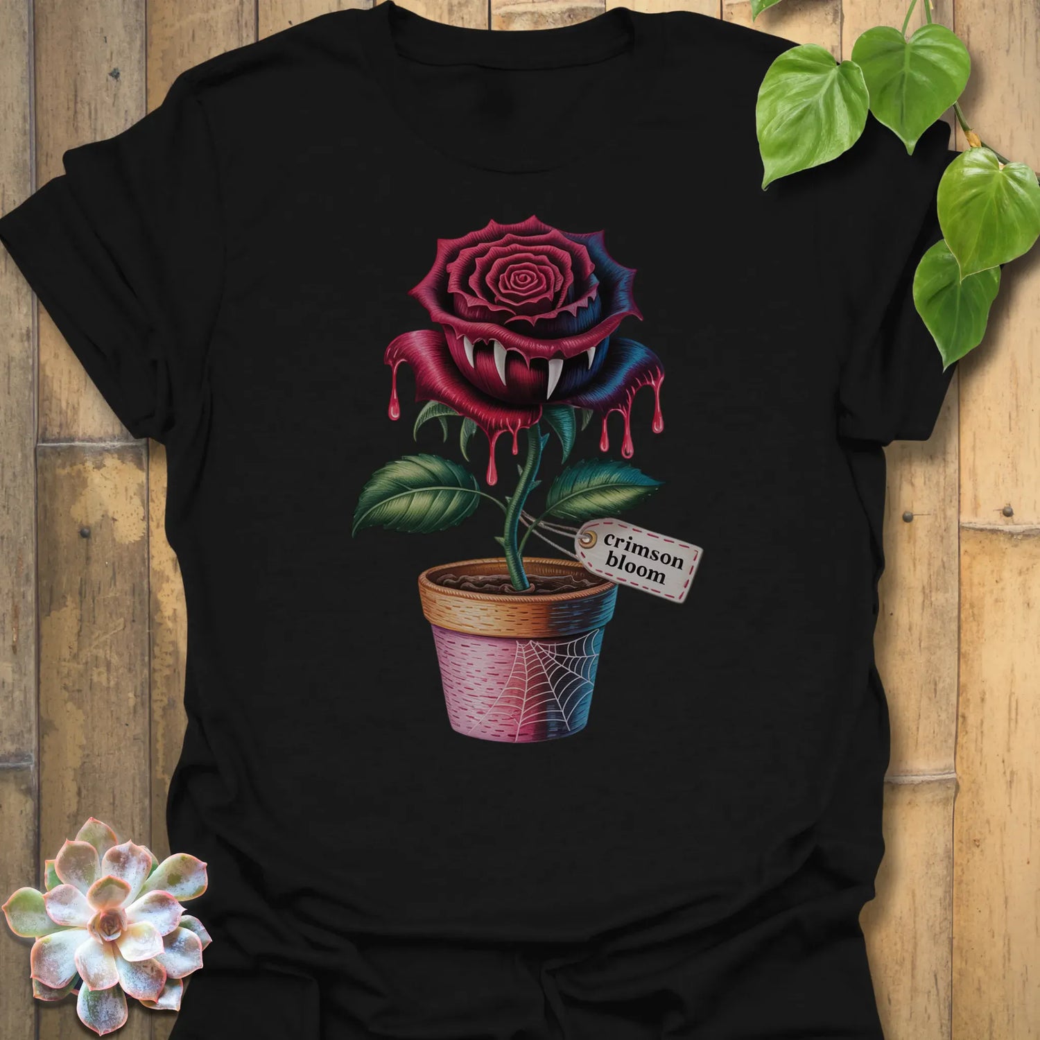 Crimson Bloom T-shirt Black / S T-Shirt