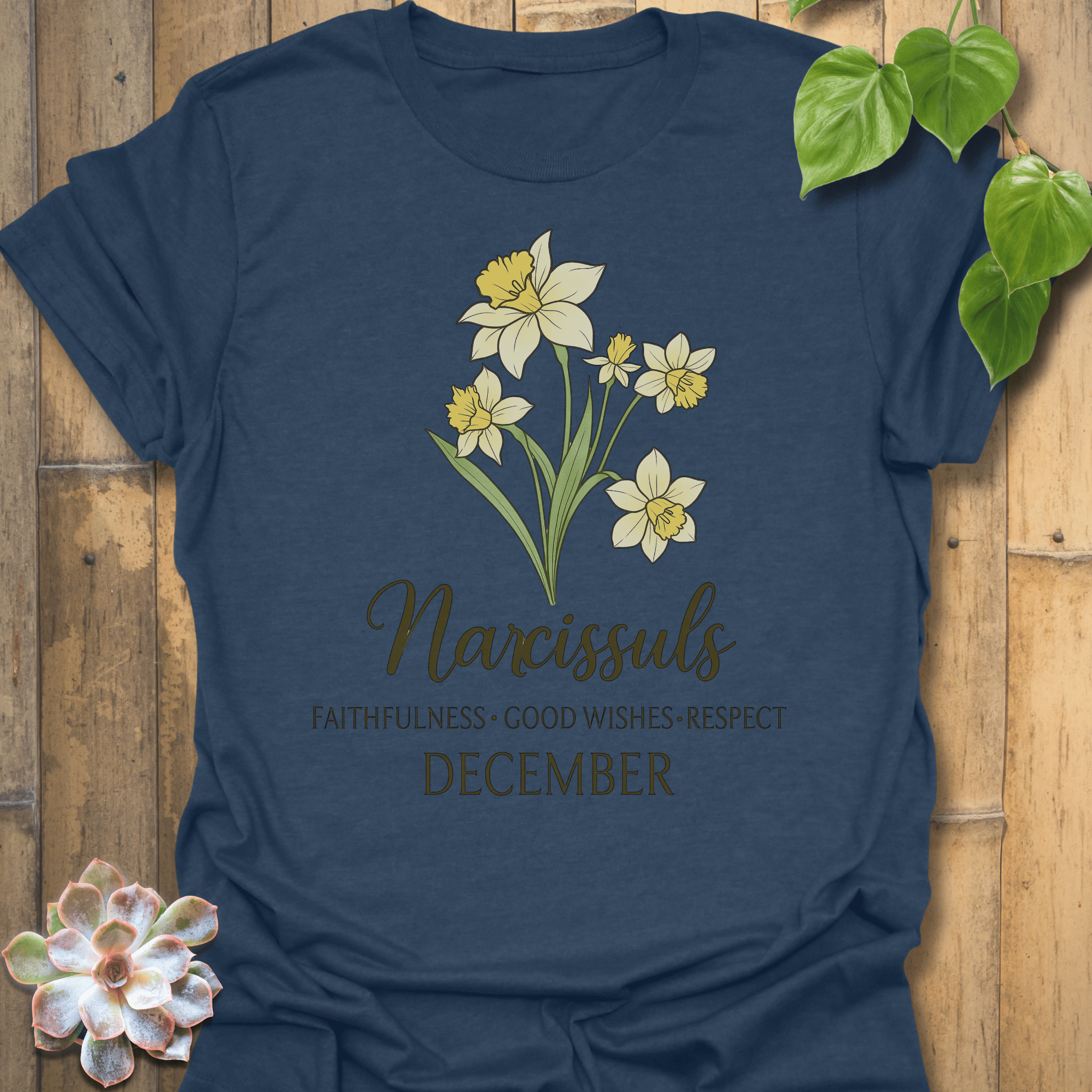 December Narcissus T-shirt Heather Navy / S T-Shirt