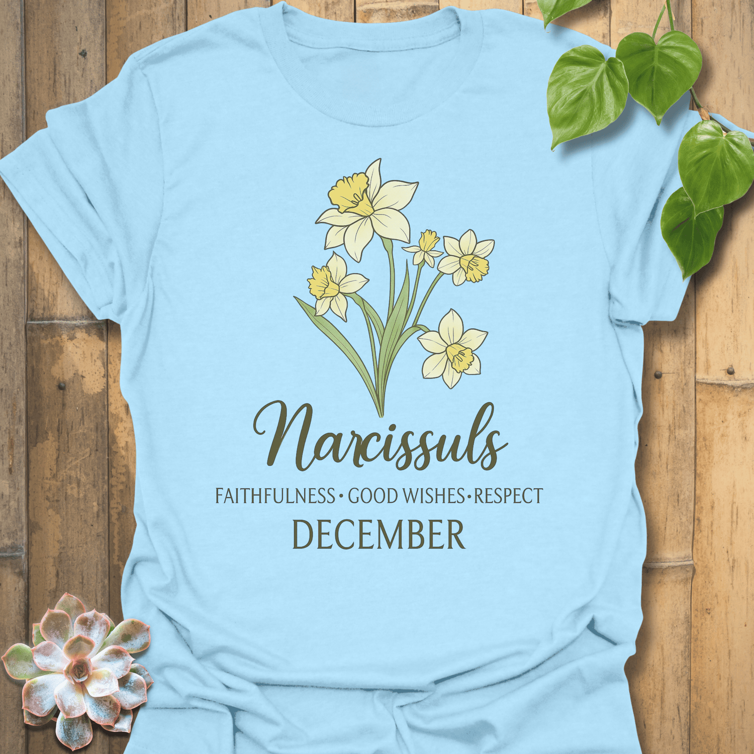 December Narcissus T-shirt Light Blue / S T-Shirt
