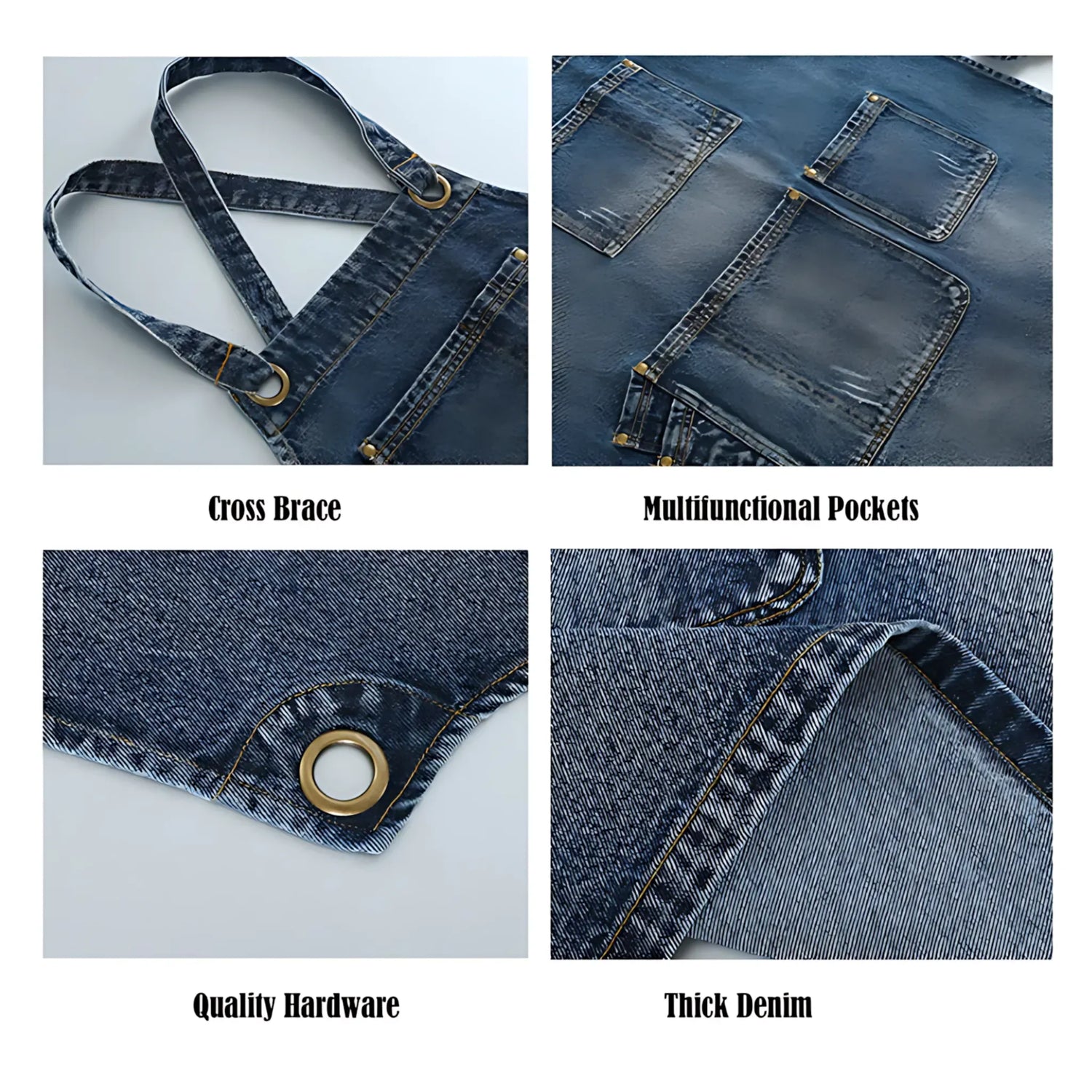 Denim Apron - Custom Logo, Thick, with Pockets for Stylists Apron