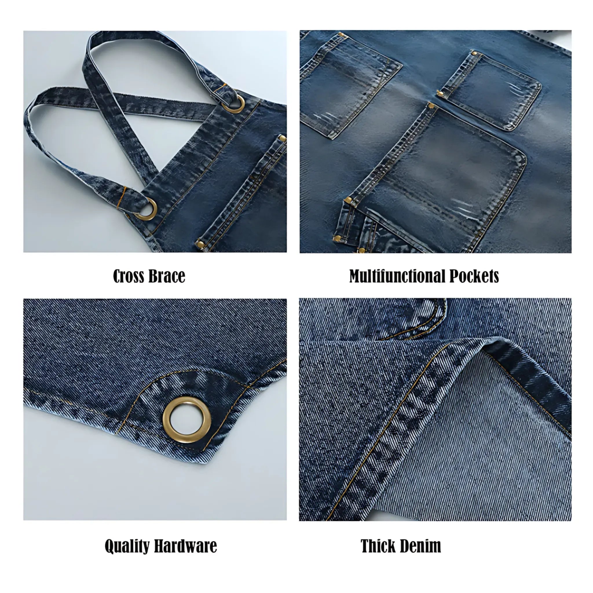 Denim Apron - Custom Logo, Thick, with Pockets for Stylists Apron