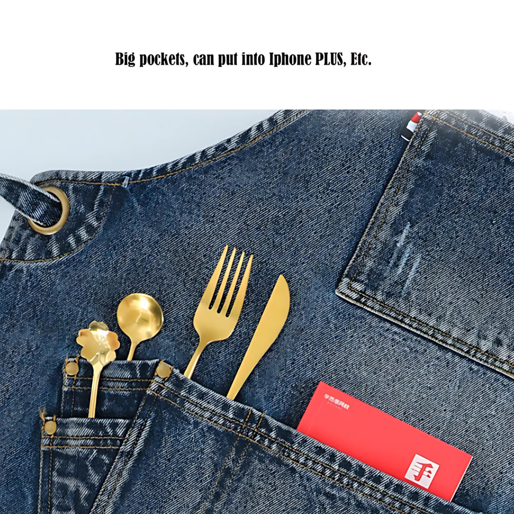 Denim Apron - Custom Logo, Thick, with Pockets for Stylists Apron