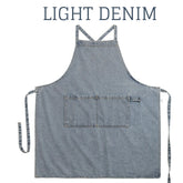 Denim Apron for Women and Men - Adjustable Cross-over Straps with Pockets, Suitable for Florist, Kitchen, Tools etc. A - Dark Denim Apron