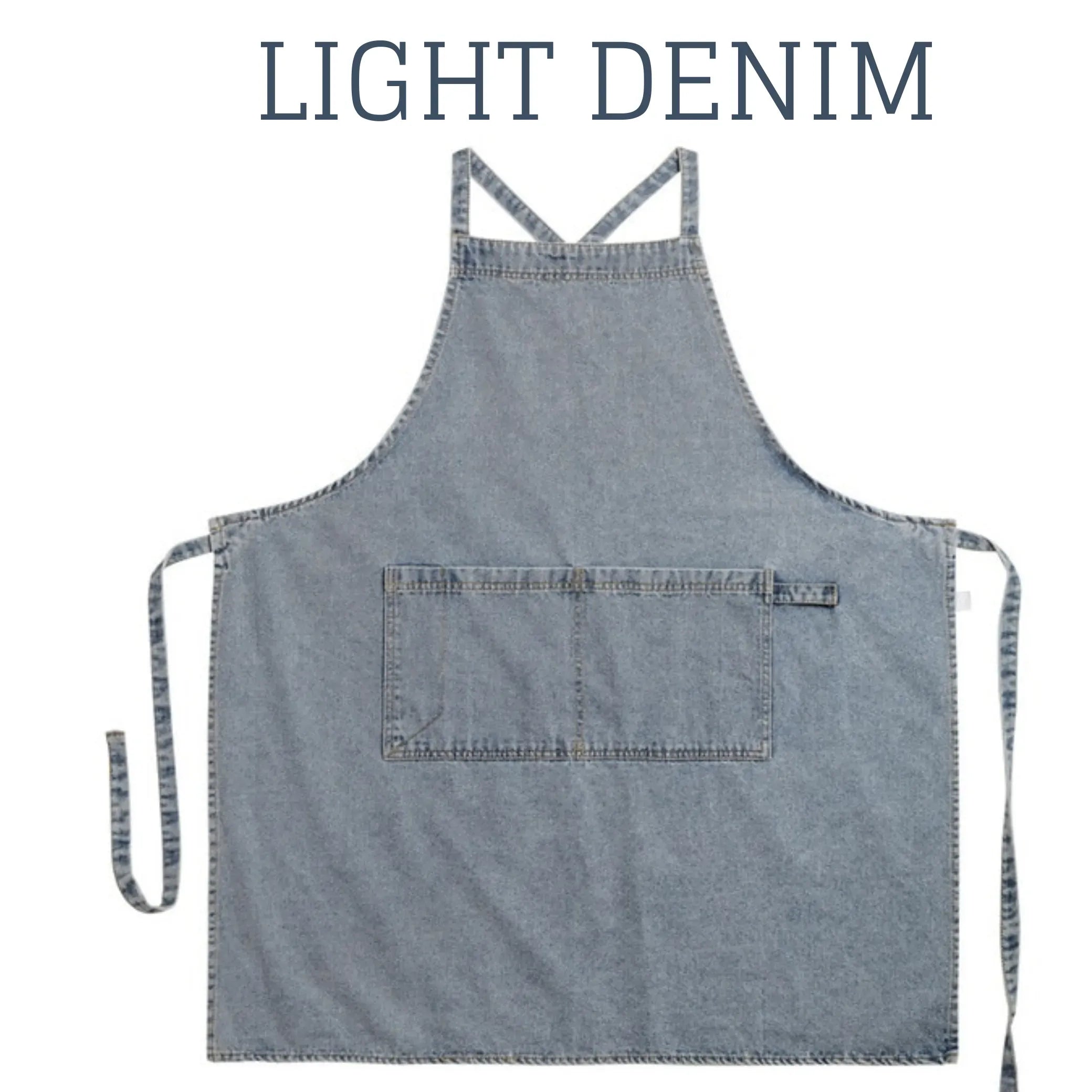 Denim Apron for Women and Men - Adjustable Cross-over Straps with Pockets, Suitable for Florist, Kitchen, Tools etc. A - Dark Denim Apron