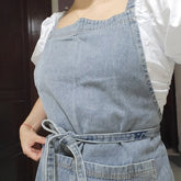 Denim Apron for Women and Men - Adjustable Cross-over Straps with Pockets, Suitable for Florist, Kitchen, Tools etc. Apron